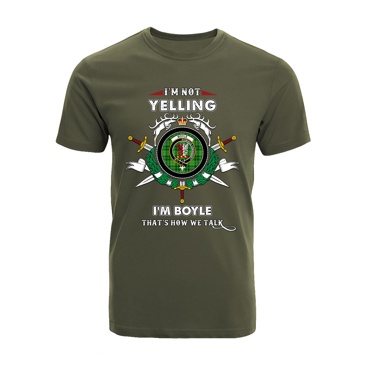 Boyle Tartan Crest T-shirt - I'm not yelling style