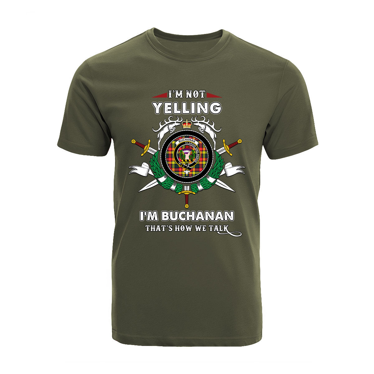 Buchanan Tartan Crest T-shirt - I'm not yelling style