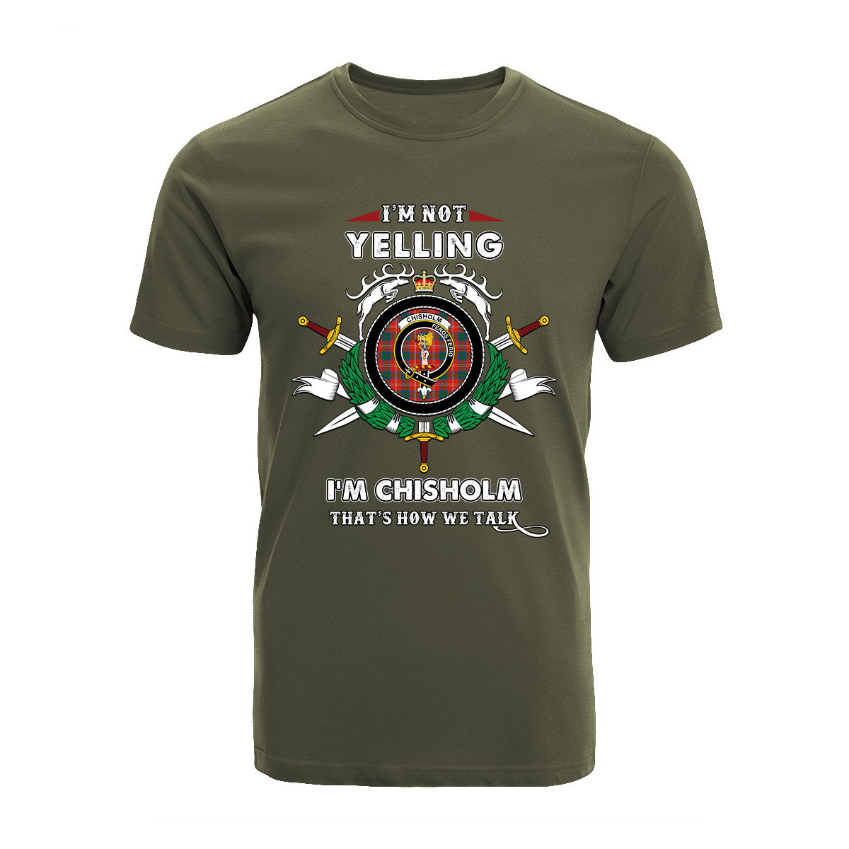 Chisholm Tartan Crest T-shirt - I'm not yelling style