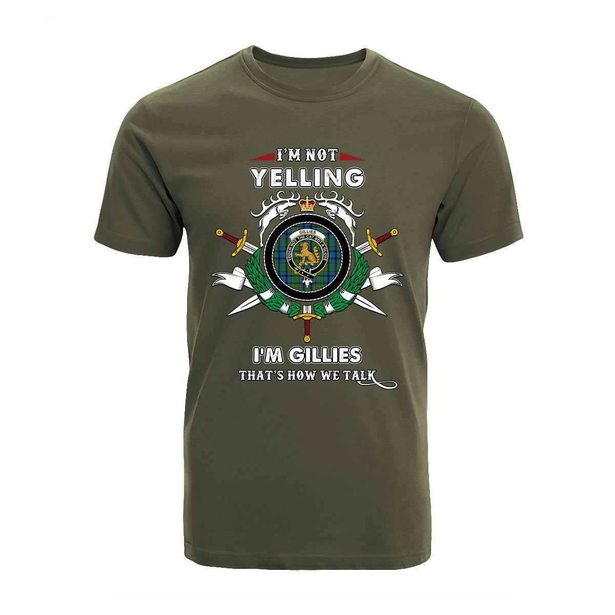 Gillies Tartan Crest T-shirt - I'm not yelling style