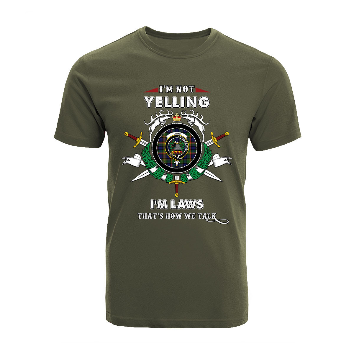 Laws Tartan Crest T-shirt - I'm not yelling style