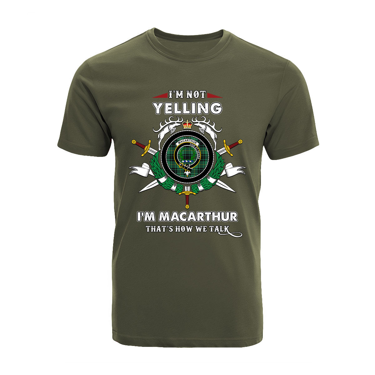 MacArthur Tartan Crest T-shirt - I'm not yelling style