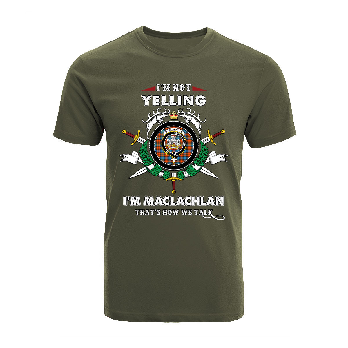 MacLachlan Tartan Crest T-shirt - I'm not yelling style