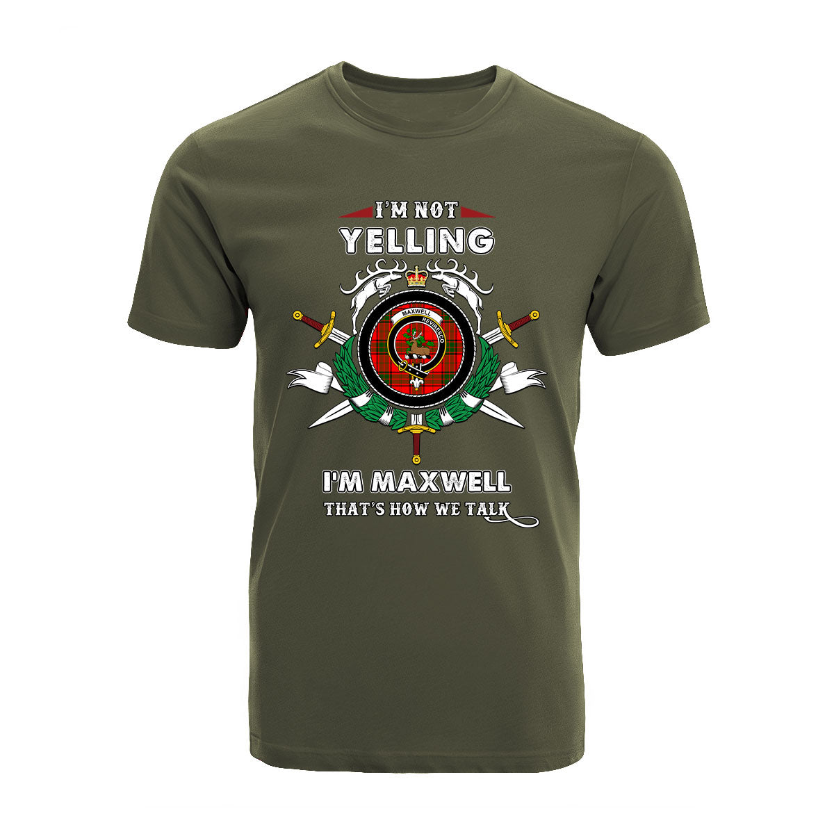 Maxwell Tartan Crest T-shirt - I'm not yelling style