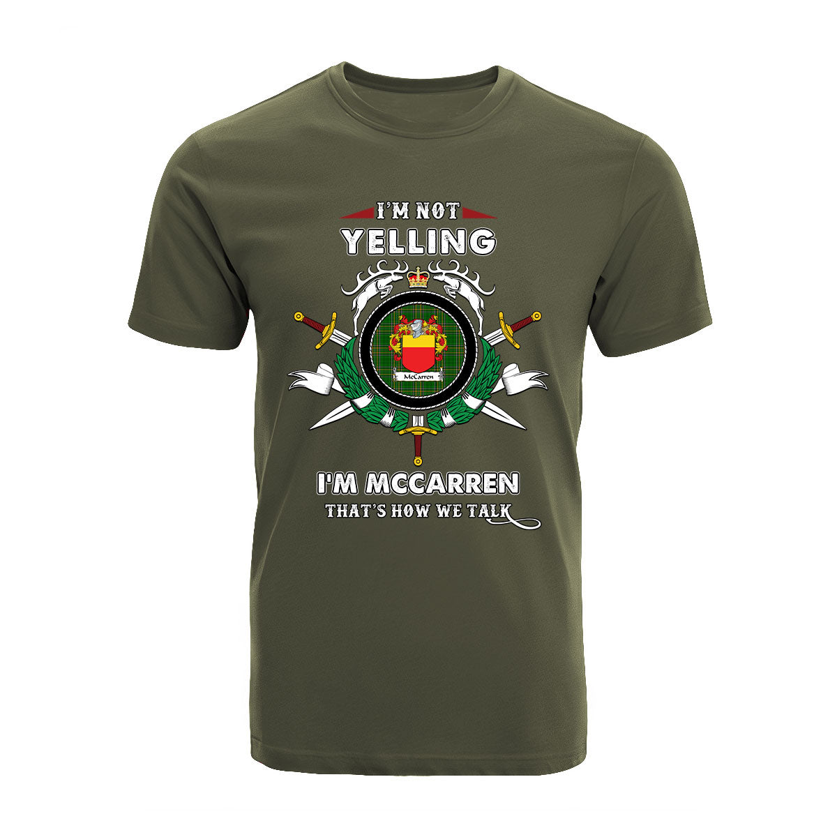 McCarren Tartan Crest T-shirt - I'm not yelling style