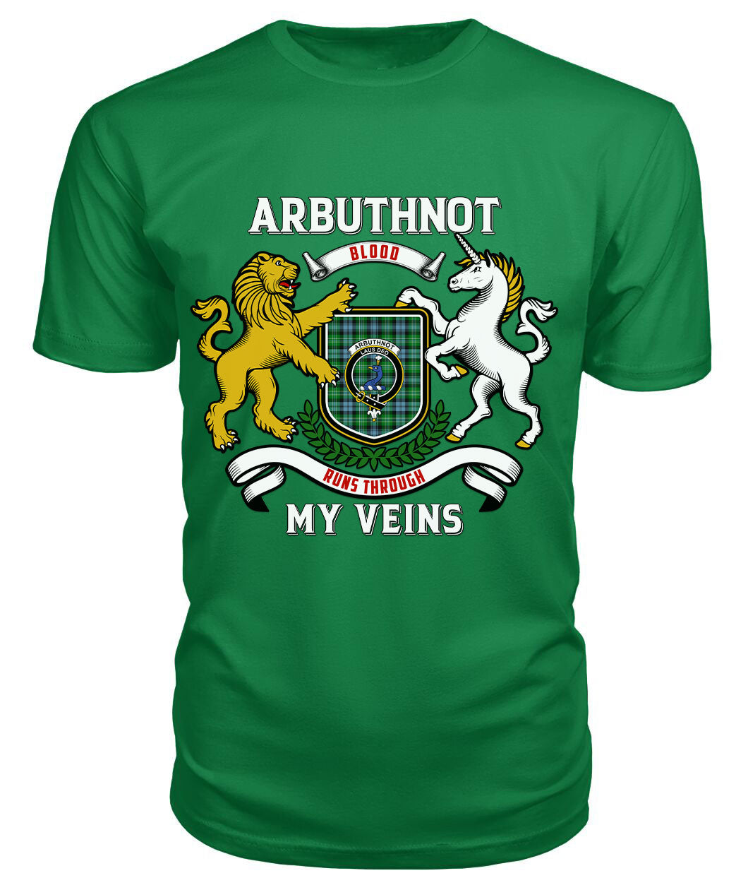 Arbuthnot Ancient Tartan Crest 2D T-shirt - Blood Runs Through My Veins Style