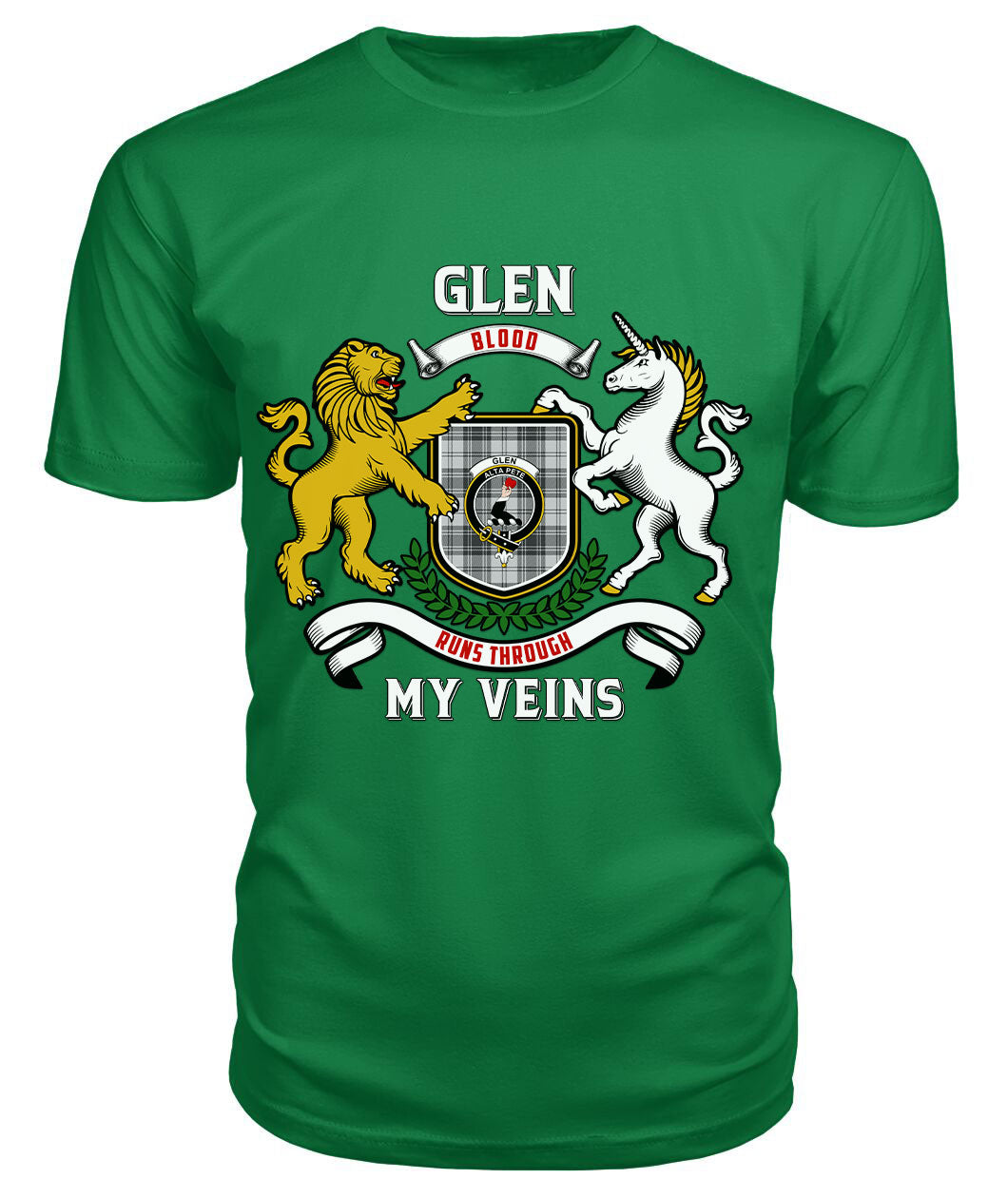 Glen Tartan Crest 2D T-shirt - Blood Runs Through My Veins Style