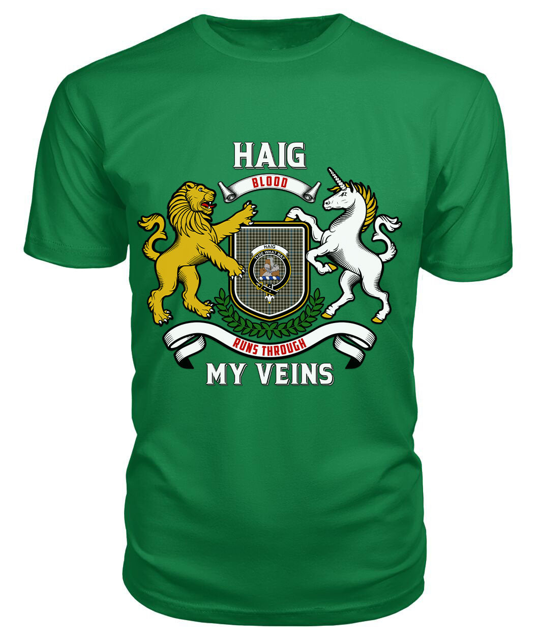 Haig Check Tartan Crest 2D T-shirt - Blood Runs Through My Veins Style