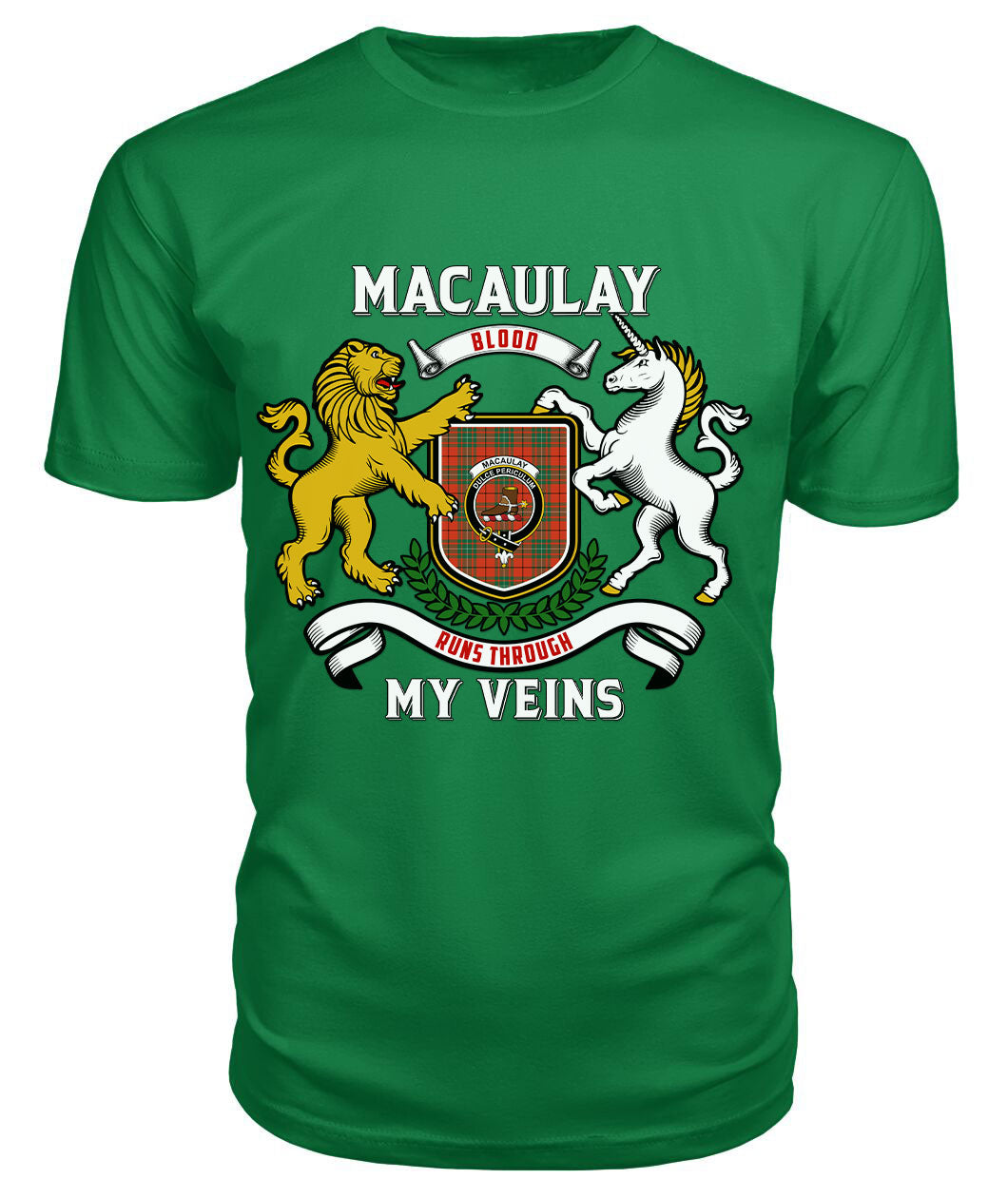 MacAulay Ancient Tartan Crest 2D T-shirt - Blood Runs Through My Veins Style