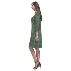 MacKinnon Hunting Ancient Tartan Dress - Round Neck Dress Clan Badge