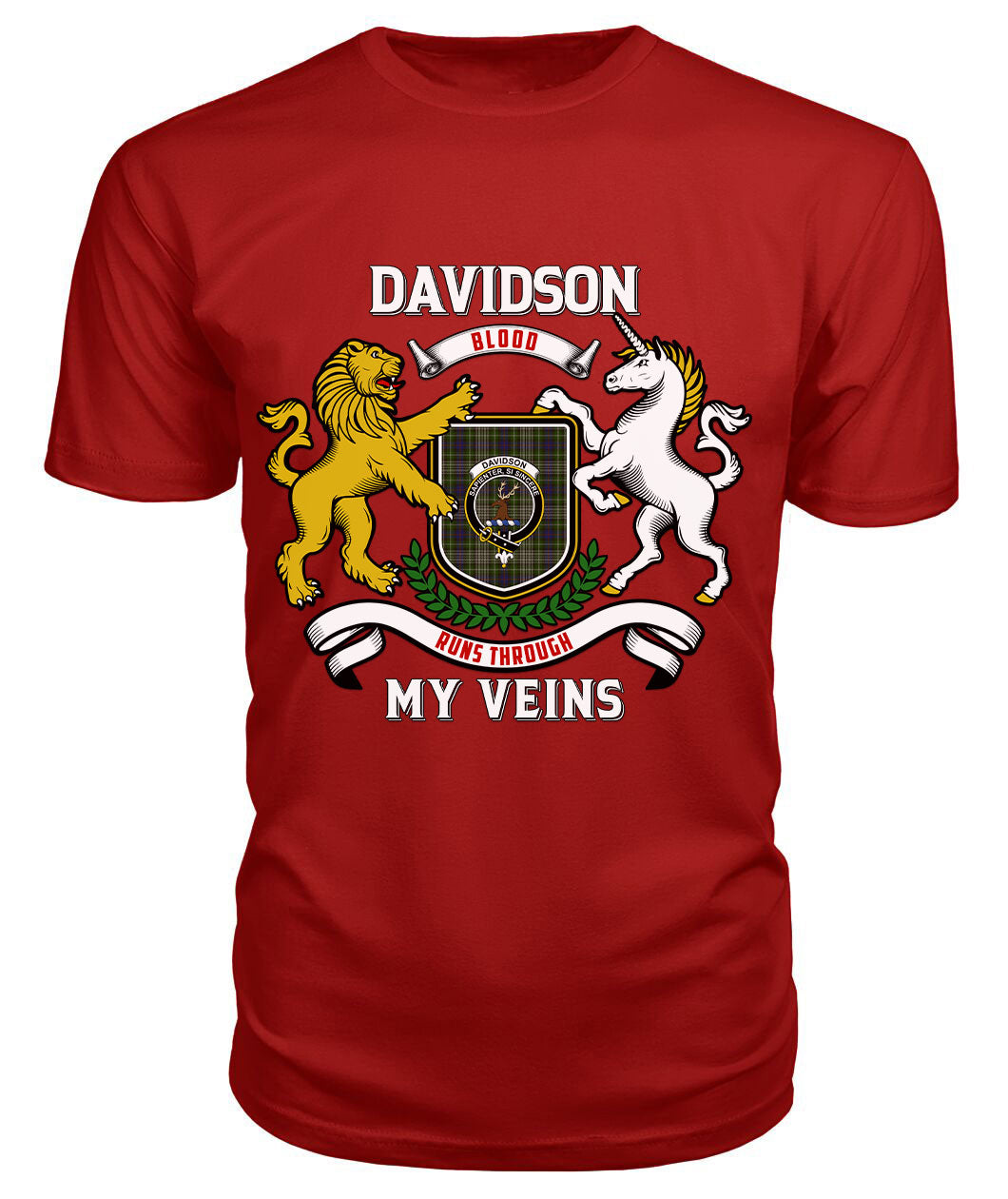 Davidson Tulloch Dress Tartan Crest 2D T-shirt - Blood Runs Through My Veins Style