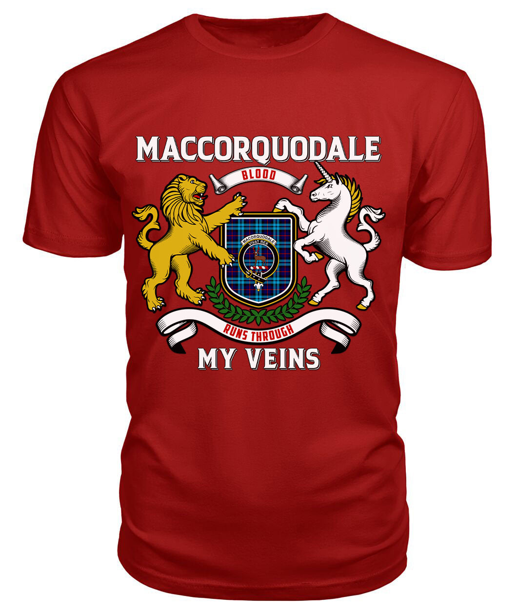 MacCorquodale Tartan Crest 2D T-shirt - Blood Runs Through My Veins Style