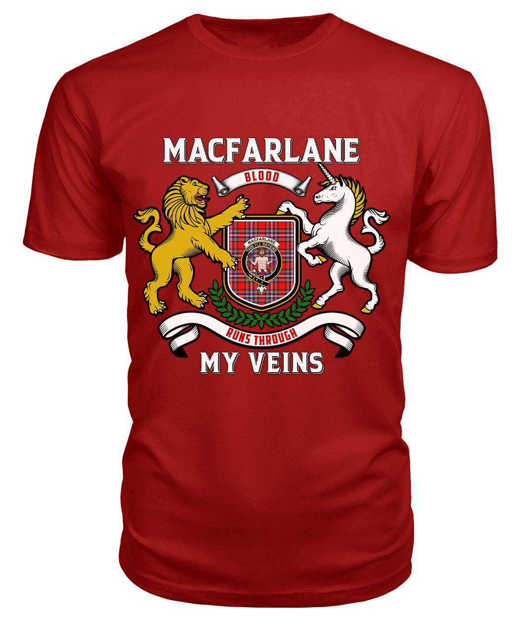 MacFarlane Modern Tartan Crest 2D T-shirt - Blood Runs Through My Veins Style