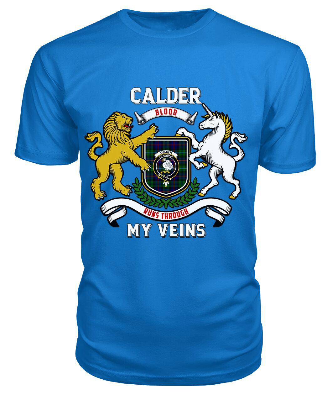 Calder (Calder-Campbell) Tartan Crest 2D T-shirt - Blood Runs Through My Veins Style