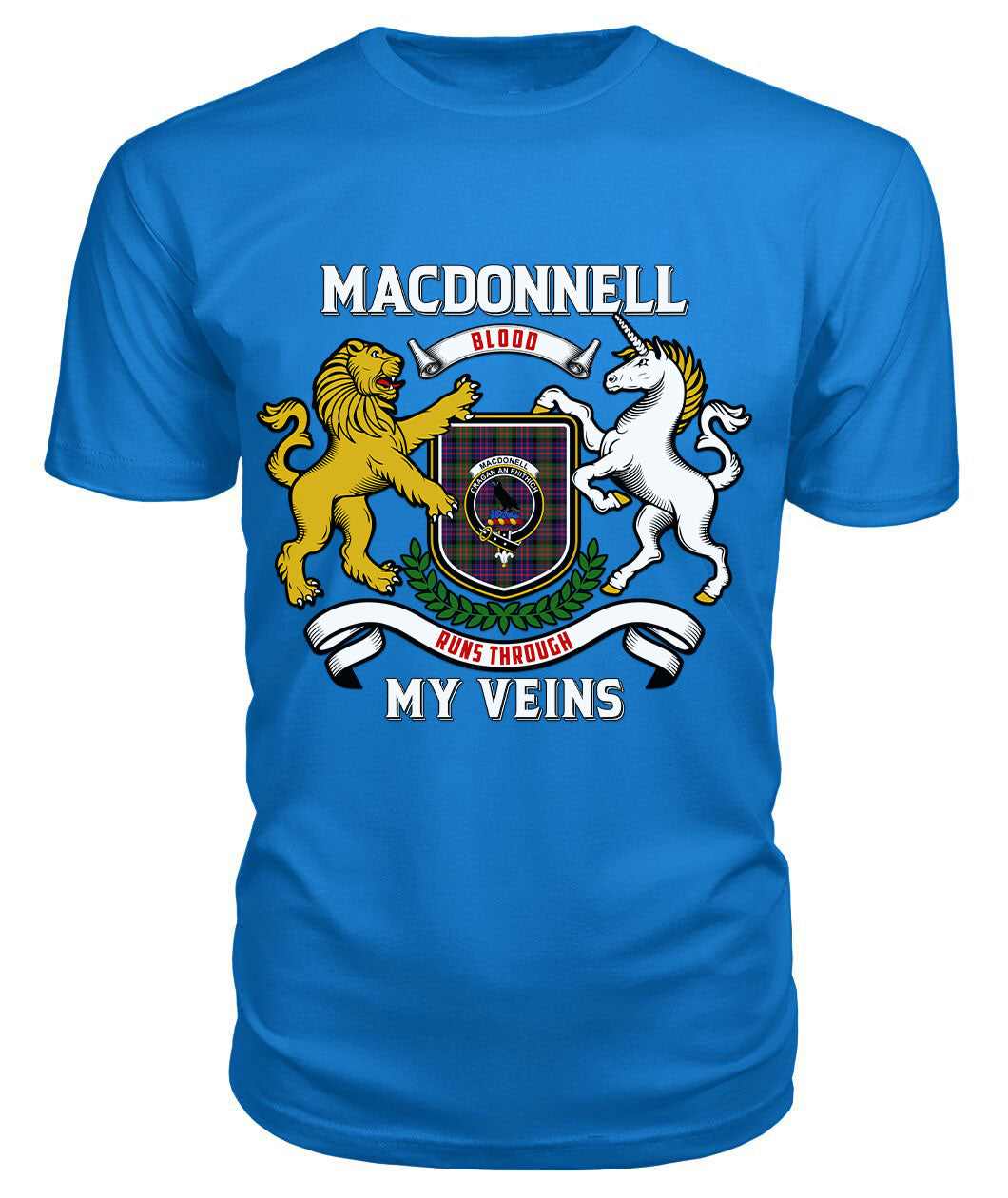 MacDonnell of Glengarry Modern Tartan Crest 2D T-shirt - Blood Runs Through My Veins Style