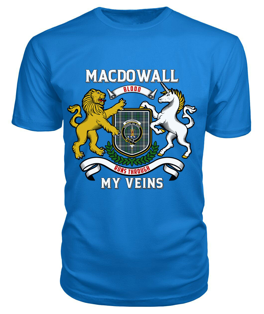 MacDowall Tartan Crest 2D T-shirt - Blood Runs Through My Veins Style