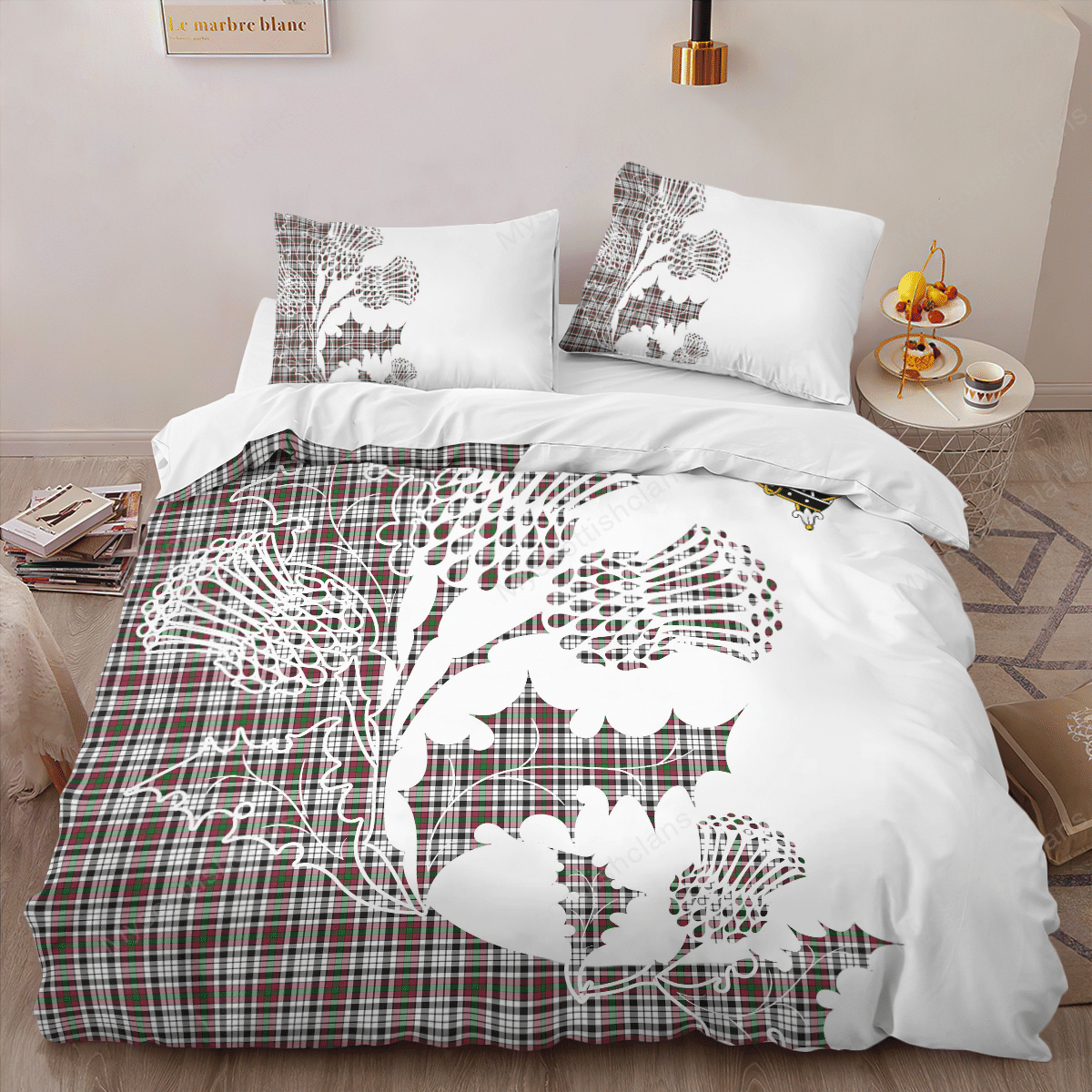 Borthwick Tartan Crest Bedding Set - Thistle Style