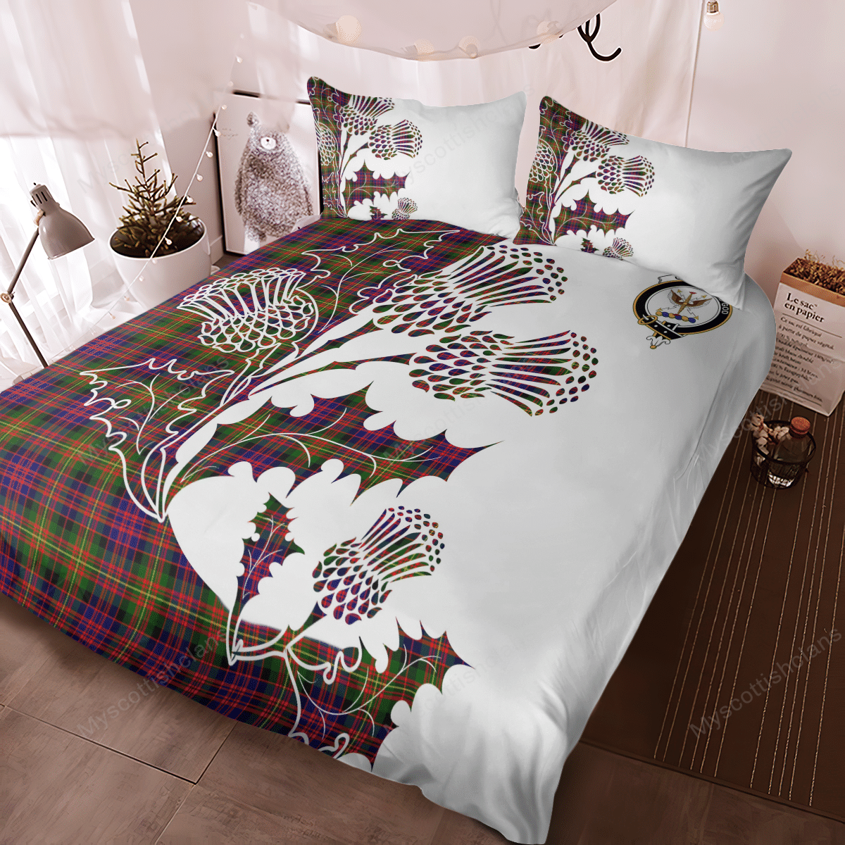 Carnegie Tartan Crest Bedding Set - Thistle Style