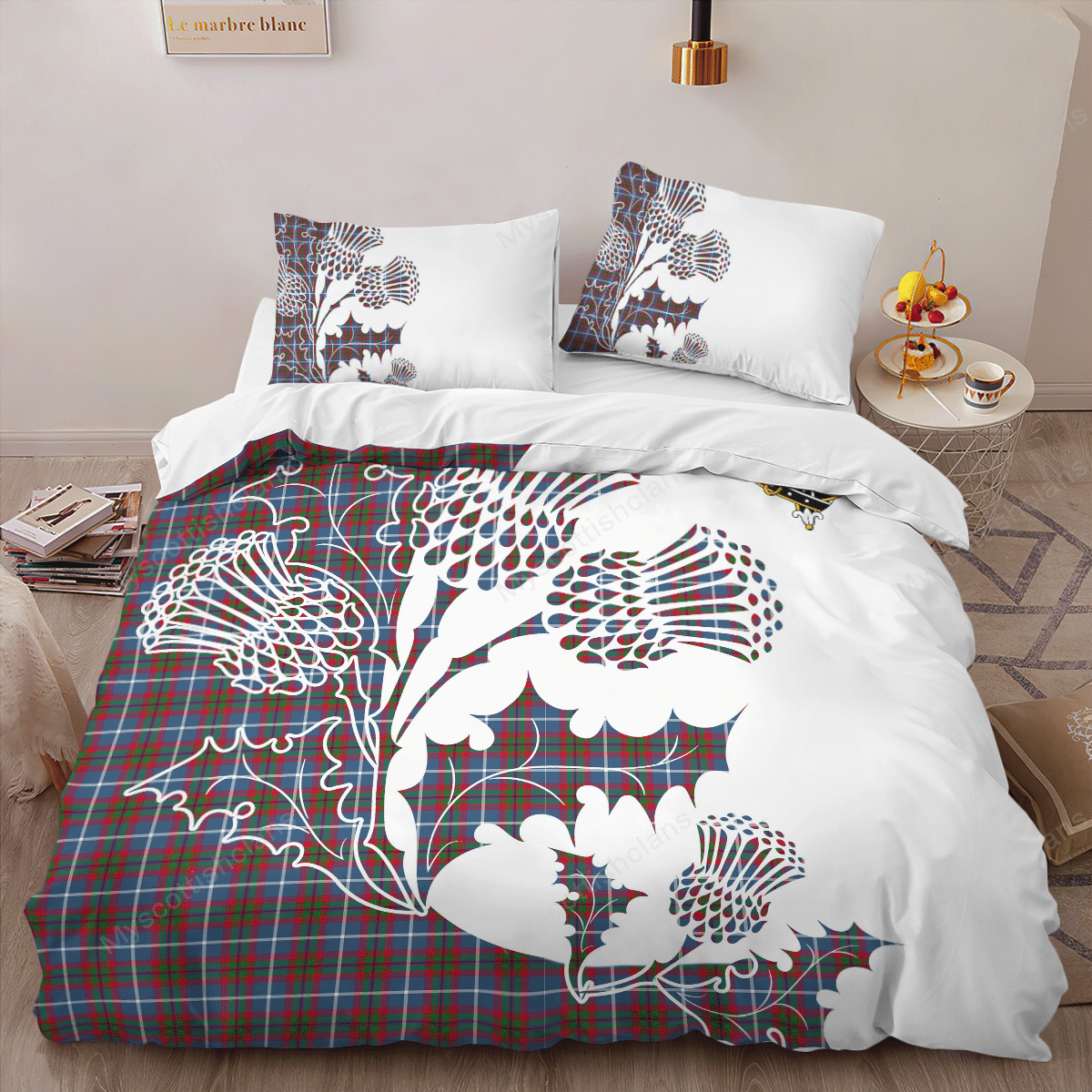 Dalmahoy Tartan Crest Bedding Set - Thistle Style