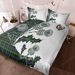 Farquharson Tartan Crest Bedding Set - Thistle Style