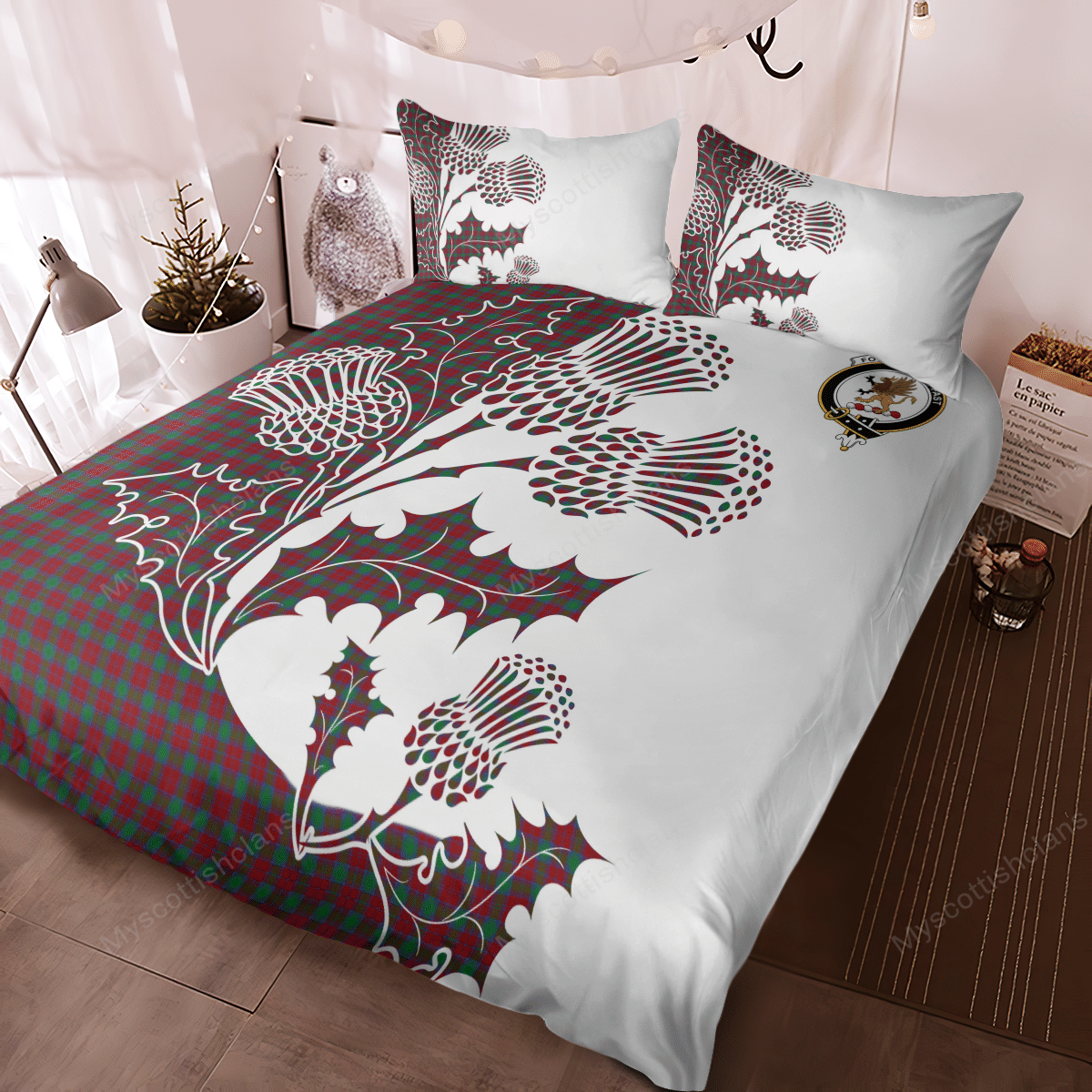 Fotheringham Tartan Crest Bedding Set - Thistle Style