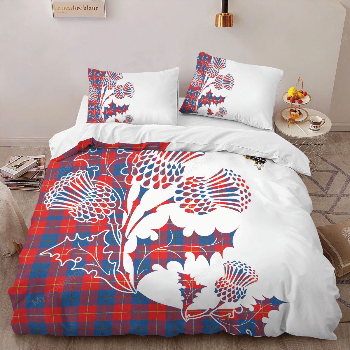 Galloway Tartan Crest Bedding Set - Thistle Style