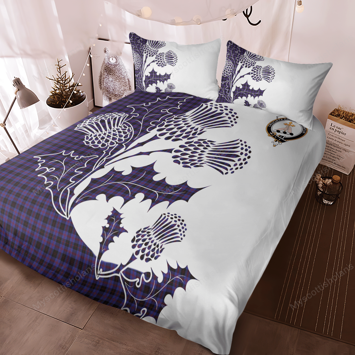 Garden Tartan Crest Bedding Set - Thistle Style