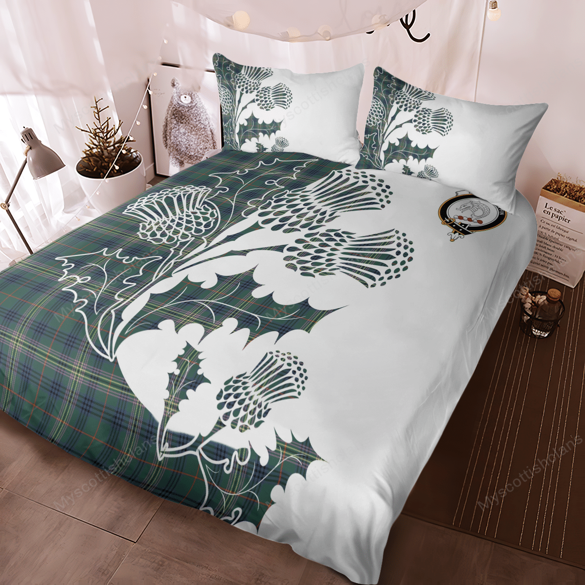 Kennedy Tartan Crest Bedding Set - Thistle Style