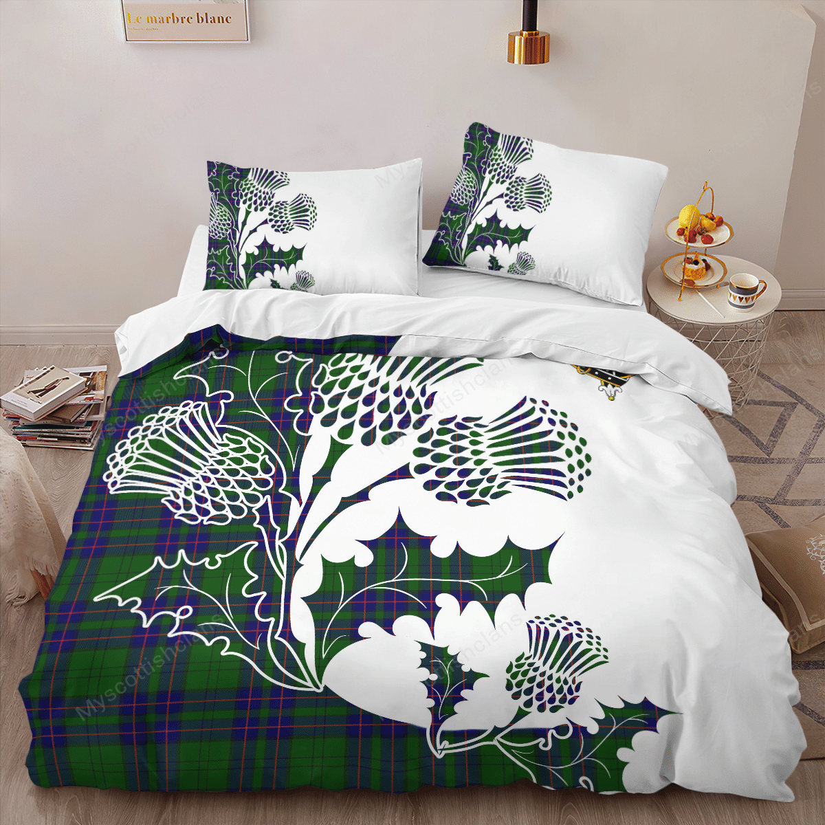 Lockhart Tartan Crest Bedding Set - Thistle Style