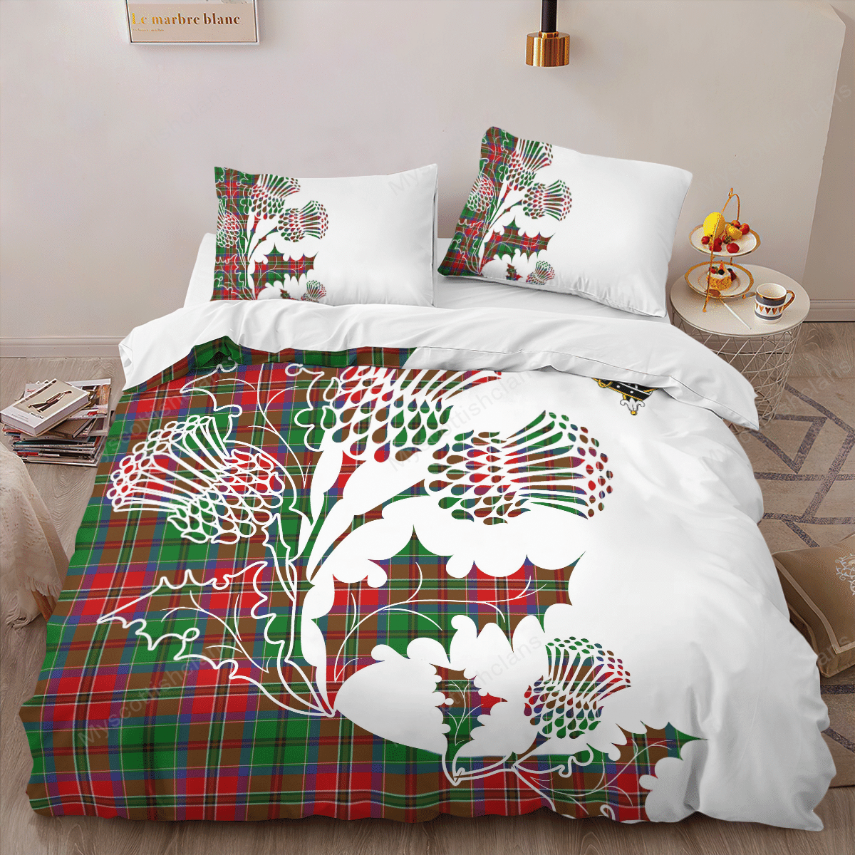 MacCulloch (McCulloch) Tartan Crest Bedding Set - Thistle Style