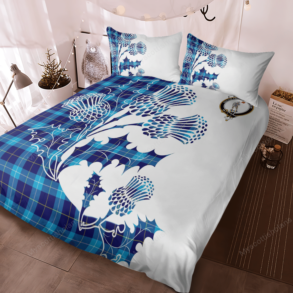 McKerrell Tartan Crest Bedding Set - Thistle Style