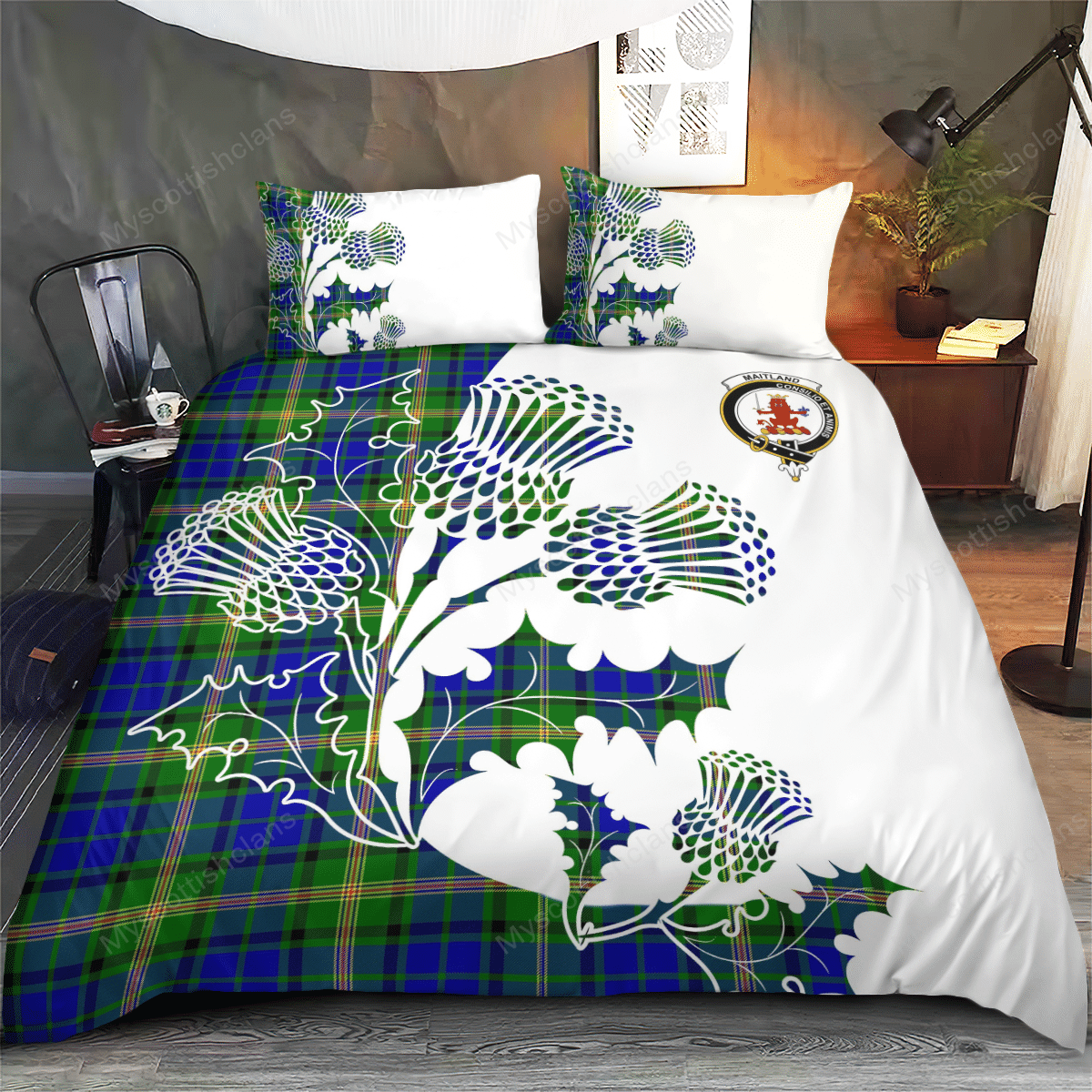 Maitland Tartan Crest Bedding Set - Thistle Style