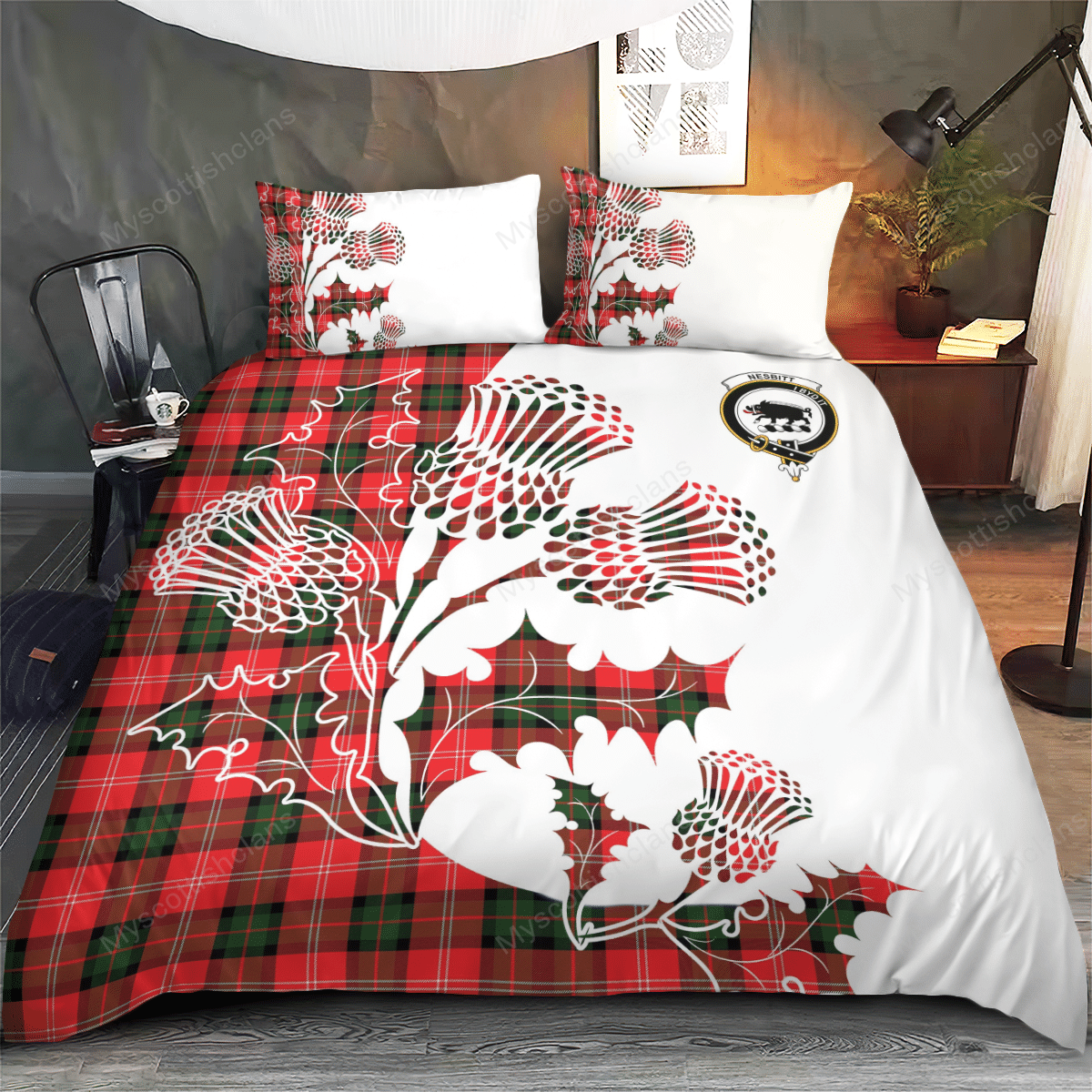 Nesbitt Tartan Crest Bedding Set - Thistle Style