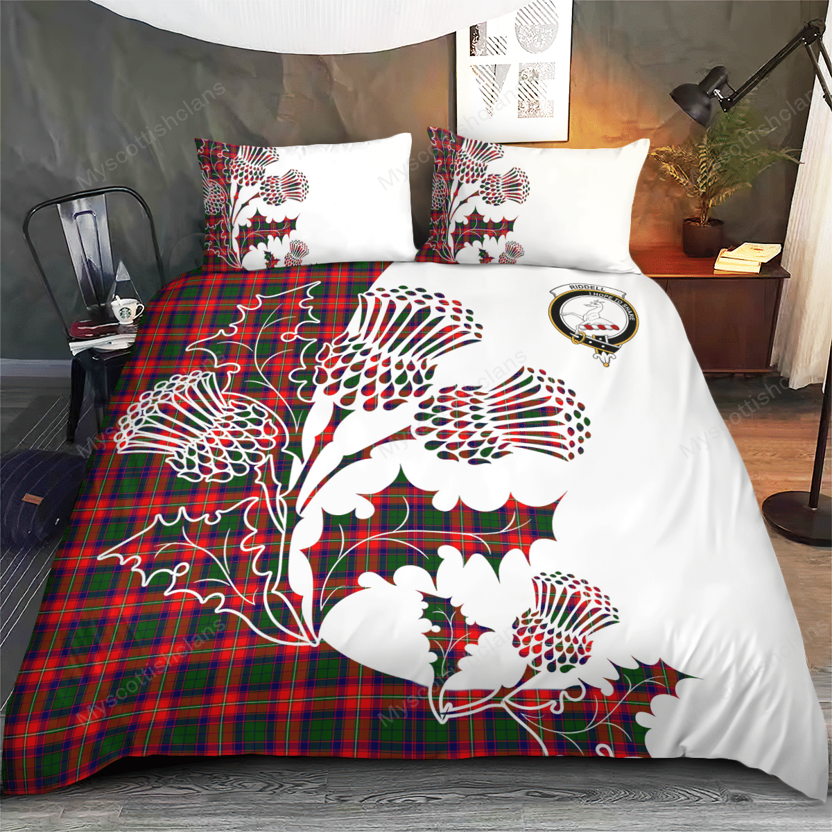 Riddell Tartan Crest Bedding Set - Thistle Style