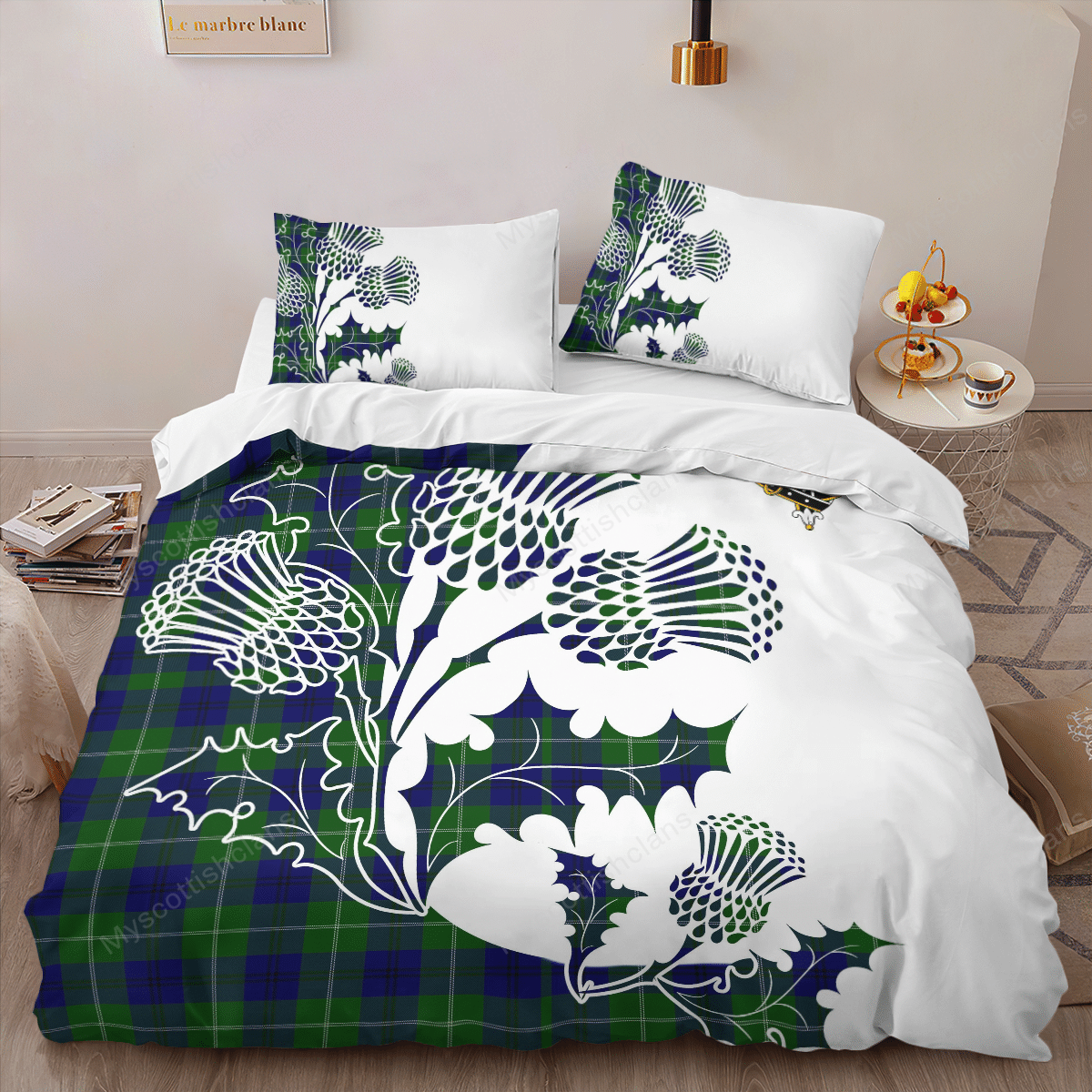 Oliphant Tartan Crest Bedding Set - Thistle Style