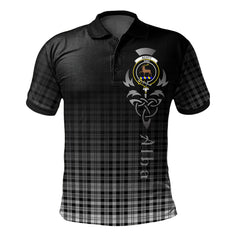 Scott Black White Modern Tartan Polo Shirt - Alba Celtic Style
