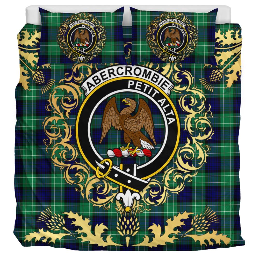 Abercrombie Modern Tartan Crest Bedding Set - Golden Thistle Style