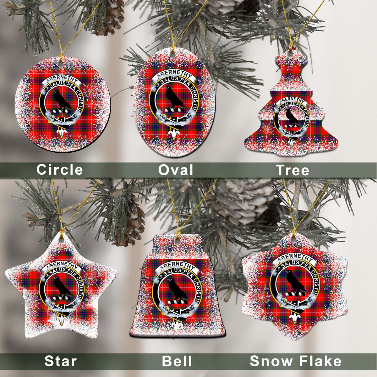 Abernethy Tartan Christmas Ceramic Ornament - Snow Style