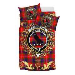 Abernethy Tartan Crest Bedding Set - Golden Thistle Style