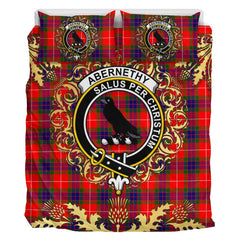 Abernethy Tartan Crest Bedding Set - Golden Thistle Style