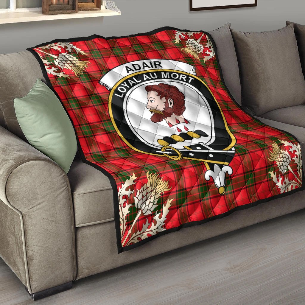 Adair Tartan Crest Premium Quilt - Gold Thistle Style