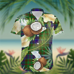 Adam Tartan Hawaiian Shirt Hibiscus, Coconut, Parrot, Pineapple - Tropical Garden Shirt