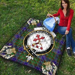 Adam Tartan Crest Premium Quilt - Gold Thistle Style