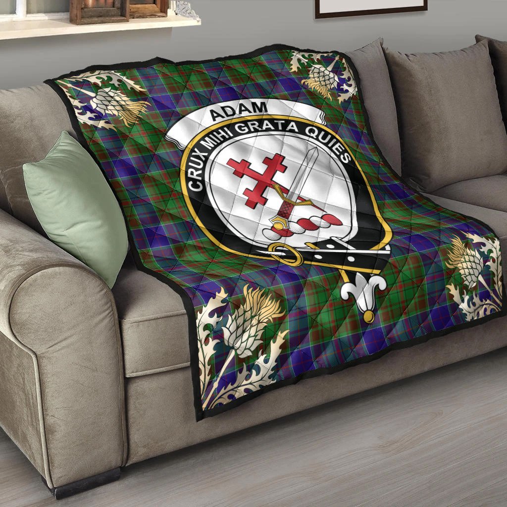 Adam Tartan Crest Premium Quilt - Gold Thistle Style