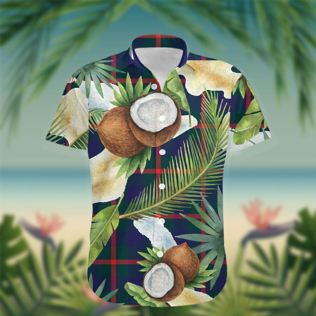 Agnew Tartan Hawaiian Shirt Hibiscus, Coconut, Parrot, Pineapple - Tropical Garden Shirt