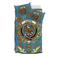 Agnew Ancient Tartan Crest Bedding Set - Golden Thistle Style