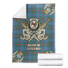 Agnew Ancient Tartan Gold Courage Symbol Blanket