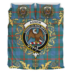 Agnew Ancient Tartan Crest Bedding Set - Golden Thistle Style