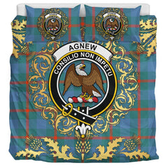 Agnew Ancient Tartan Crest Bedding Set - Golden Thistle Style