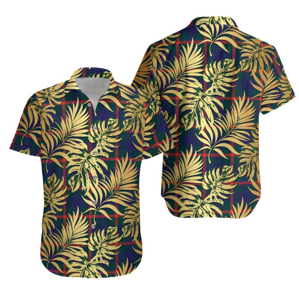 Agnew Modern Tartan Vintage Leaves Hawaiian Shirt